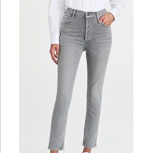 Agolde Nico High Rise Slim Fit Jeans in Grey Wash